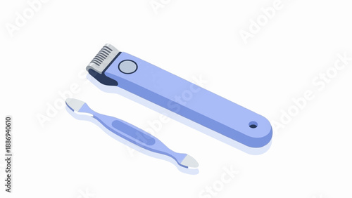 Two personal grooming tools, a trimmer and a cuticle pusher, on a white background