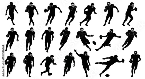 Dynamic Soccer Players in Action, Silhouetted Figures Playing Football, Sports Movement and Energy