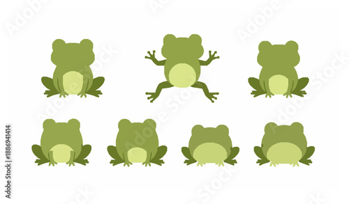 Cute flat frog collection vector illustration cartoon animals isolated on white