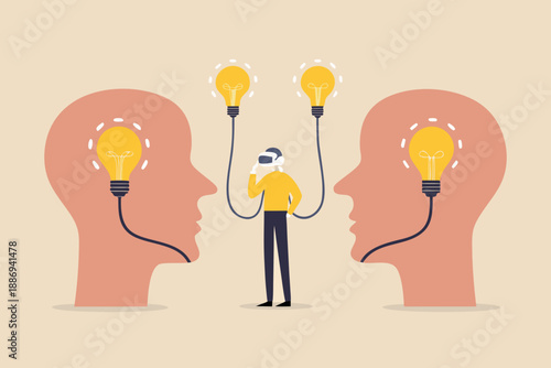 Sharing ideas and collaborative thinking between people represented visually