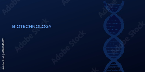 Biotechnology concept with a digital dna helix and dark blue background