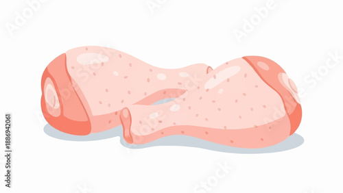 Two raw chicken drumsticks are displayed in a cartoonish style