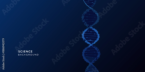 Abstract depiction of a dna double helix structure against a dark blue background