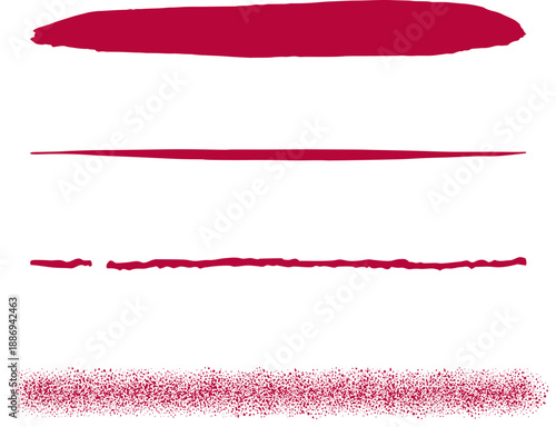 Abstract Red Brush Stroke Set - Paint Swatches, Ink Lines, and Textured Grunge Strokes for Design Elements