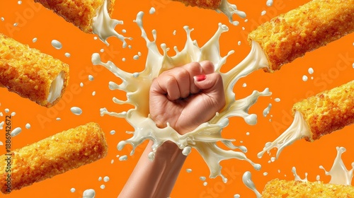 Wallpaper Mural Delicious Mozzarella Sticks with Cheese Splash Party Snacks Torontodigital.ca