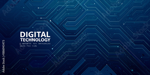 Abstract digital technology background featuring interconnected hexagonal circuit patterns