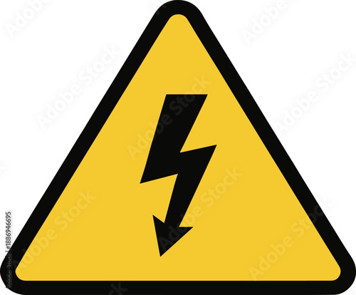 High Voltage Warning Sign with Lightning Bolt Symbol