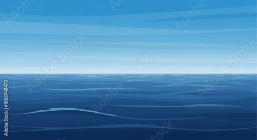 Azure Horizons: A captivating view captures the boundless ocean merging seamlessly with the expansive, clear sky, painted in shades of tranquil blue.