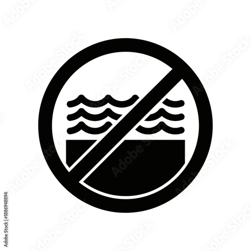 No Swimming Sign Icon – Water Prohibition Symbol for Safety, Warning & Pool Area Design