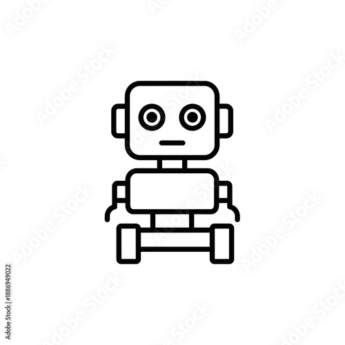 Cute Robot Line Icon – Friendly Robotics Character Symbol for Technology, AI & Kids Design