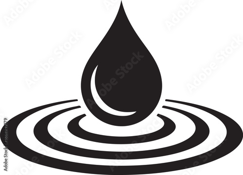 Water drop ripple icon showing liquid droplet falling into circular waves symbol