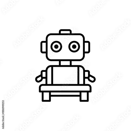 Cute Robot Line Icon – Friendly Robotics Character Symbol for Technology, AI & Kids Design
