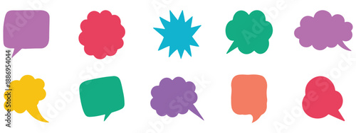 Colorful Speech Bubble Icons – Comic and Chat Cloud Vector Set .