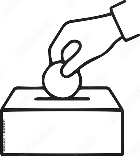 Hand placing a coin into a donation box, representing charity and financial contribution Vector, illustration
