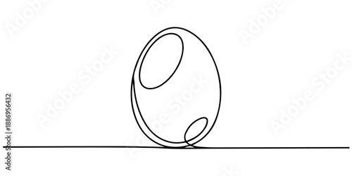 Egg line art. Continuous one line drawing of whole egg. Vector illustration. Editable line, Egg line art. Continuous one line drawing of a single egg shape. Minimal black and white graphic. Simple