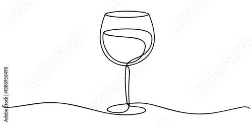 Two wine glass single line icon. Continuous one line drawing of wine glasses vector illustration, wine glass continuous one line drawing, Continuous one line drawing of abstract pouring wine