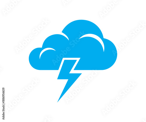 This essential blue cloud icon featuring a striking white lightning bolt represents weather forecasting or critical system alerts.