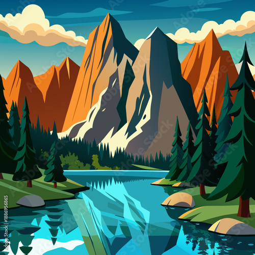 mountain landscape with lake