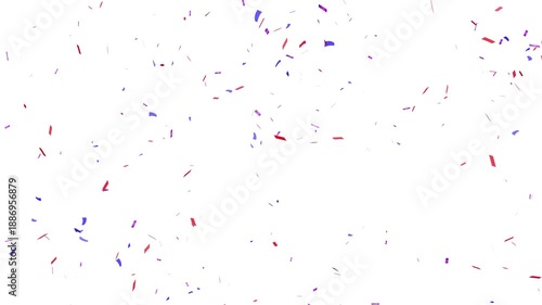 falling red and purple confetti isolated chroma key overlay. festive colorful confetti rain on alpha matte.