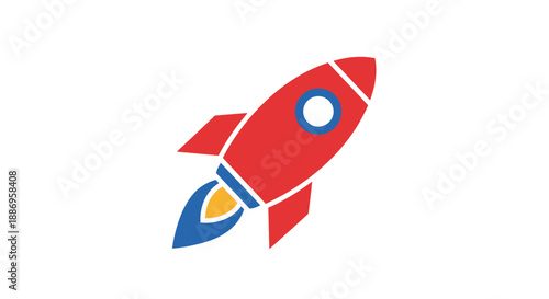 Illustrated red rocket launching