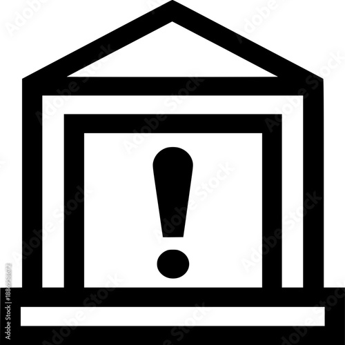 System Alert : Abstract black and white vector icon representing a system alert or important notification using symbolic emphasis geometry. Designed without alarms, bells, or interface elements, suita