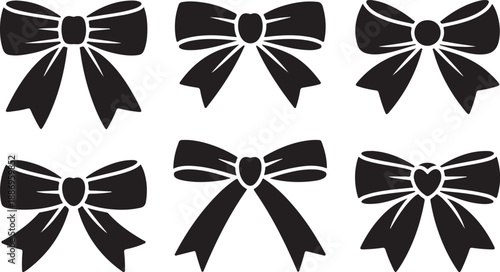 Set of classic black and white bows