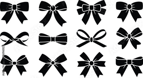 Collection of black and white bow ties
