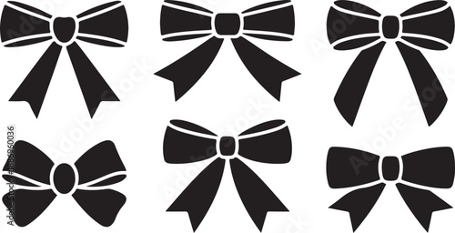 Black and white bow ties vector set