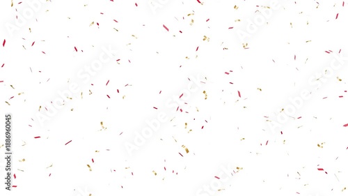 Red and golden confetti falling animation isolated chroma key overlay. gold confetti falling down background.
