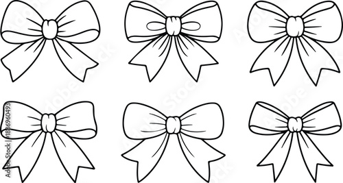 Collection of hand-drawn bows vector illustrations