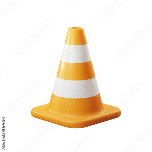 Traffic cone on transparent background isolated object clean design