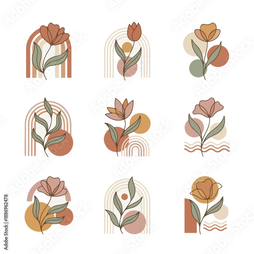 Abstract Botanical Pattern & Icon Elements