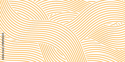 Yellow instant noodle, pasta and spaghetti texture with geometric wavy lines. Ramen, pasta vector pattern. Background abstract food illustration