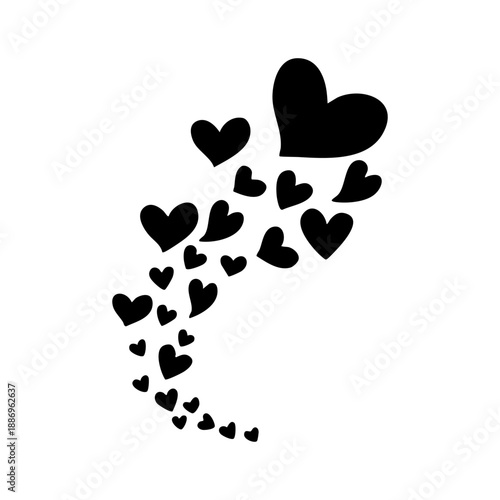 Flying Heart Shapes – Love and Romance Concept Vector Illustration