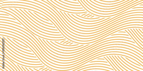Yellow instant noodle, pasta and spaghetti texture with geometric wavy lines. Ramen, pasta vector pattern. Background abstract food illustration