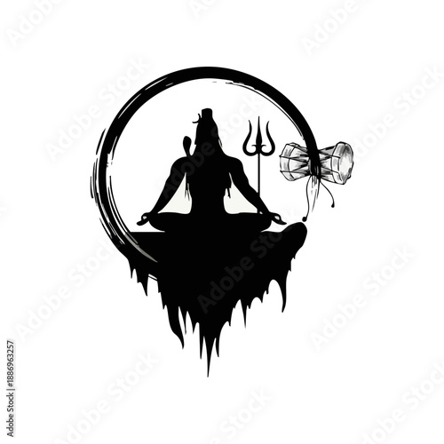 Lord Shiva Meditation Silhouette – Spiritual Yoga Vector Illustration