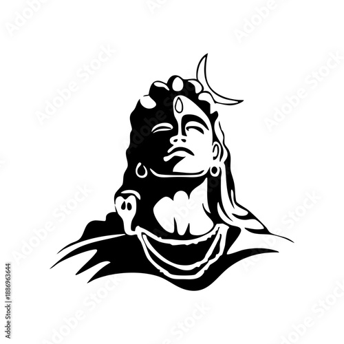 Adiyogi Minimal Lord Shiva Face Silhouette – Hindu God Spiritual Vector Illustration