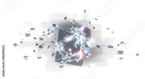 Aesthetic Iridescent Glitch Pattern Isolated for Graphic Design