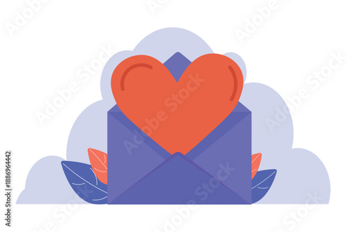 Donation envelope. Letter with heart. Humanitarian help. Volunteers support. Social charity contribution. Finance sponsor. Donate compassion. Fundraising pay
