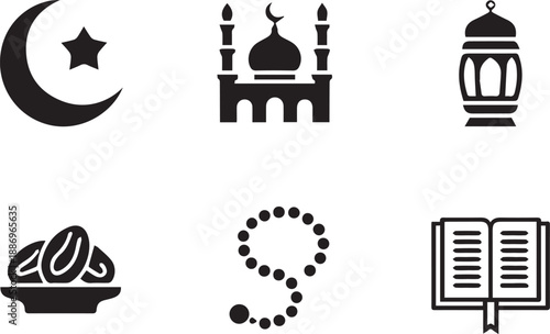 Ramadan icons set 