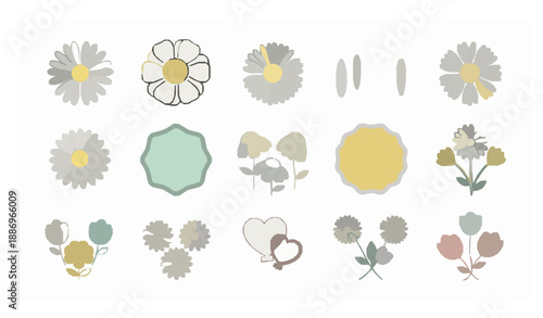 Minimal Chamomile Daisy Vector Set with Flat Floral Icons