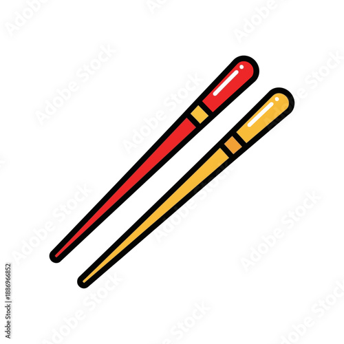 Pair of Cartoon Chopsticks Illustration.