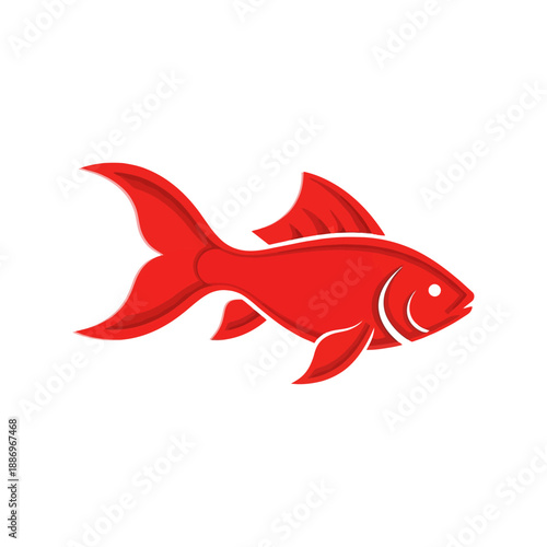 Red Fish Illustration Side View.