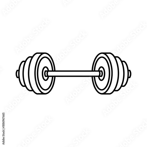 Simple black and white dumbbell illustration.