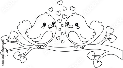 Cute love birds illustration for Valentine’s Day