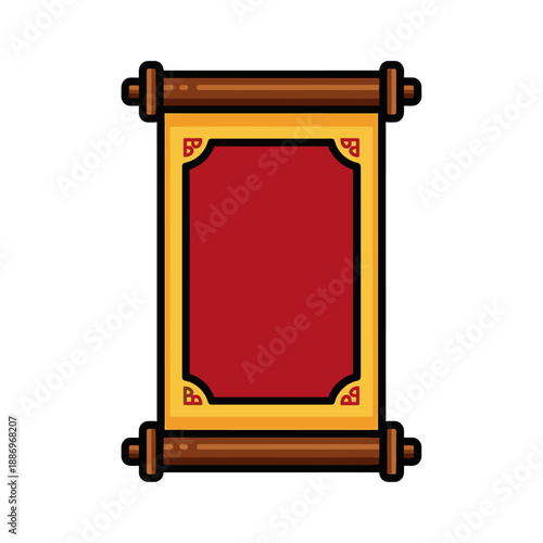 Ancient Scroll with Red Parchment Inside.