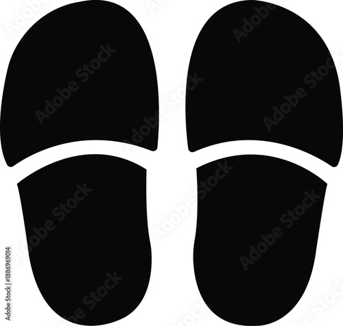 Flip-flop sandal icon in clean minimalist style, ideal for summer fashion, beach wear, travel themes, footwear branding, UI icons, and product packaging designs.
