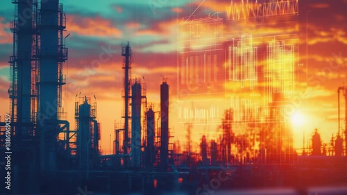 Video A factory building at sunset