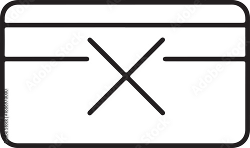 Payment failed icon: a minimalist outline representing a denied transaction or invalid card isolated on white background, illustration