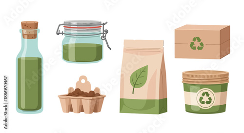 Illustrating Diverse Sustainable and Eco-Friendly Packaging Materials Collection